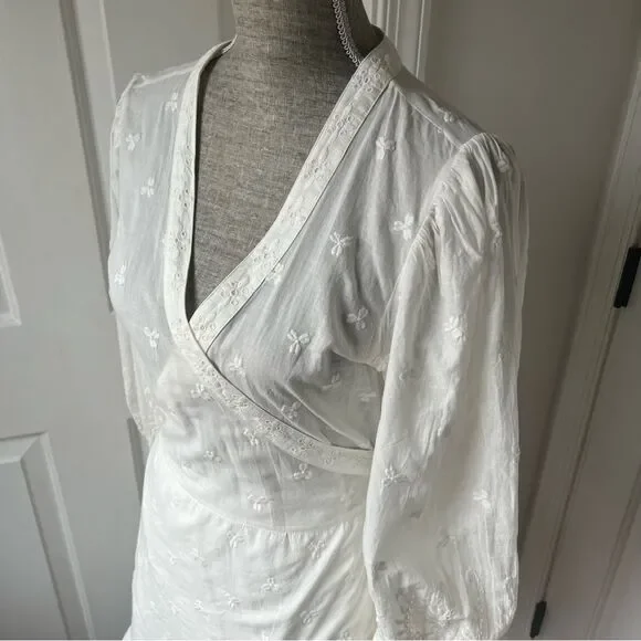 Reformation White Eyelet Wrap Dress - Picture 6 of 9